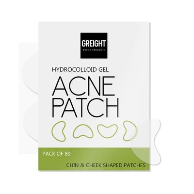 GREIGHT BRAND PRODUCTS Hydrocolloid Large Acne Patches for Cheek & Chin - 80 Pieces - Extra coverage For Breakout, Conceals Acne, Reduces Pimples and Blackheads