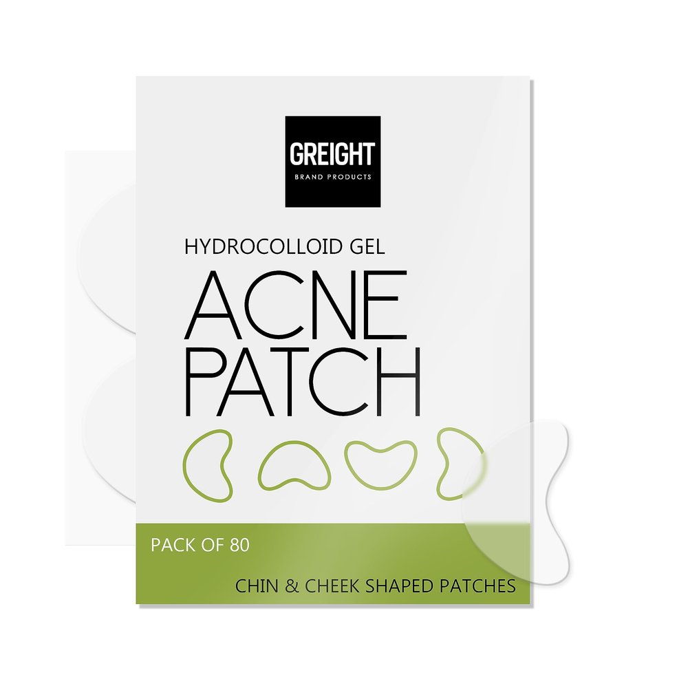 GREIGHT BRAND PRODUCTS Hydrocolloid Large Acne Patches for Cheek & Chin - 80 Pieces - Extra coverage For Breakout, Conceals Acne, Reduces Pimples and Blackheads