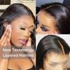 Real Full Lace Human Hair Wigs Pre Plucked Silk Straight HD Invisible Lace Brazilian Hair Wigs 150% Density Full End Straight Glueless Wigs with Baby Hair Bleached Knots For Black Woman 14Inch view 2