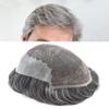 Toupee for Men Hair Replacement System Swiss Lace Mens toupee Front Bleached Knot Natural Hairline Men Hair Unit 100% Human Hair Gray Brown Black Blonde Men Hair Piece (7"X9", #1B80 Off Black+80% Gray-80% Light Density) view 1