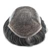 Toupee for Men Hair Replacement System Swiss Lace Mens toupee Front Bleached Knot Natural Hairline Men Hair Unit 100% Human Hair Gray Brown Black Blonde Men Hair Piece (7"X9", #1B80 Off Black+80% Gray-80% Light Density) view 3