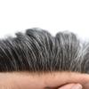 Toupee for Men Hair Replacement System Swiss Lace Mens toupee Front Bleached Knot Natural Hairline Men Hair Unit 100% Human Hair Gray Brown Black Blonde Men Hair Piece (7"X9", #1B80 Off Black+80% Gray-80% Light Density) view 4