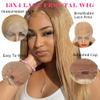 13x4 Lace Front Human Hair Wigs For Black Women (18inch,27#) Brazilian Remy Straight Honey Blonde Transparent Pre plucked Lace Frontal Wig With Baby Hair 180% Density Glueless Lace Wig view 3