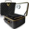 JENNI V Upscale PU Leather Makeup Bag with Light Up Mirror, 3 Brightness Settings, Adjustable Dividers - Replace Your Bulky Vanity While On the Go - Chic Travel Makeup Case Box - Makeup Organizer Bag view 1