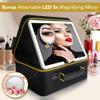JENNI V Upscale PU Leather Makeup Bag with Light Up Mirror, 3 Brightness Settings, Adjustable Dividers - Replace Your Bulky Vanity While On the Go - Chic Travel Makeup Case Box - Makeup Organizer Bag view 2