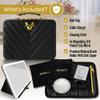 JENNI V Upscale PU Leather Makeup Bag with Light Up Mirror, 3 Brightness Settings, Adjustable Dividers - Replace Your Bulky Vanity While On the Go - Chic Travel Makeup Case Box - Makeup Organizer Bag view 3