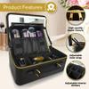 JENNI V Upscale PU Leather Makeup Bag with Light Up Mirror, 3 Brightness Settings, Adjustable Dividers - Replace Your Bulky Vanity While On the Go - Chic Travel Makeup Case Box - Makeup Organizer Bag view 4