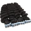 10inch Tape in Hair Extensions Human Hair Deep Wave 1Bundle 100g 40pcs Real Human Hair Extensions Wavy Seamless Skin Weft Adhesive Invisible Tape Hair for Women Natural Black Brazilian Remy Tape ins view 4