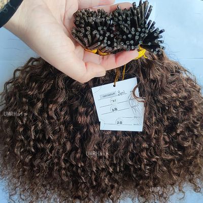 12inch Dark Brown I Tip Human Hair Loose Curly Pre Bonded Keratin Stick In Hair Extensions 70g 100strands Cold Fusion I Tip Hair Extensions Real Hair Beaded Extension Brazilian Remy Human Hair