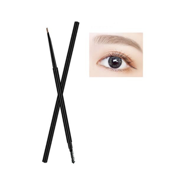 AKOAK 1 Pack Ultra Fine Eyebrow Pencil, Double End Waterproof Eyebrow Pencil, Retractable, Precise, Built-in Soft Brush, Unisex Makeup Eyebrow Pencil, Light Coffee Color