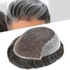 Toupee for Men Hair Replacement System Swiss Lace Mens toupee Front Bleached Knot Natural Hairline Men Hair Unit 100% Human Hair Gray Brown Black Blonde Men Hair Piece (7"X9", #260 Darkest Brown+60% Gray-90% Light Density) view 1