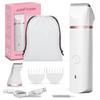 Bikini Trimmer Pubic Hair Trimmer for Women Legs Bikini Line Armpit Rechargeable Electric Shaver for Women Hair Removal with Snap-in Ceramic Blades IP7X Waterproof, White view 1