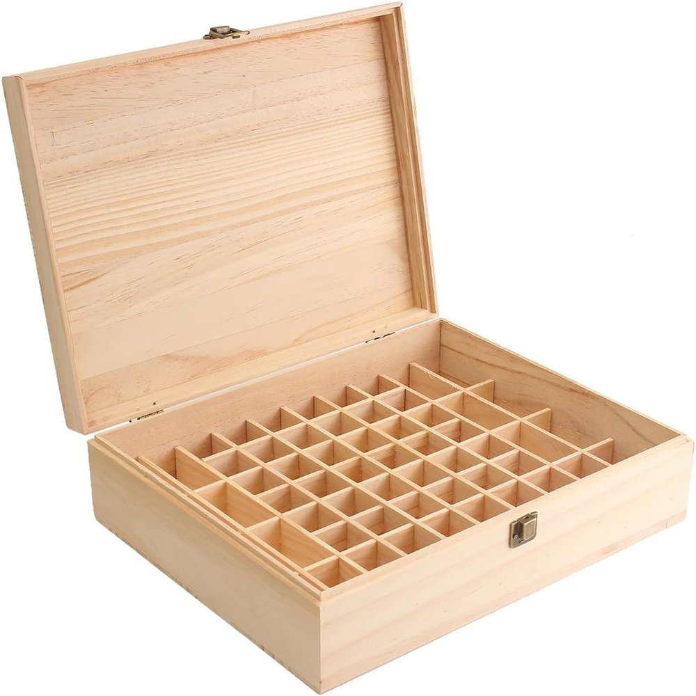68 Slot Essential Oil Wooden Box Organizer Large Wood Storage Case Holds
