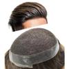 Hair Wonders Men's Toupee - Real Human Hair Swiss Lace System, Breathable, Medium Light Density #220, Darkest Brown +20% Grey view 1