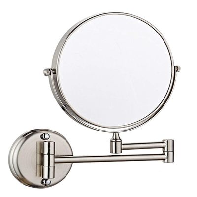 Makeup Vanity Mirror,Two-Sided Wall Mounted Beauty Mirror 3X Magnification Cosmetic Mirror 360Swivel Extendable Bathroom Mirror,Silver (Color : Nickel, Size : 6inch)