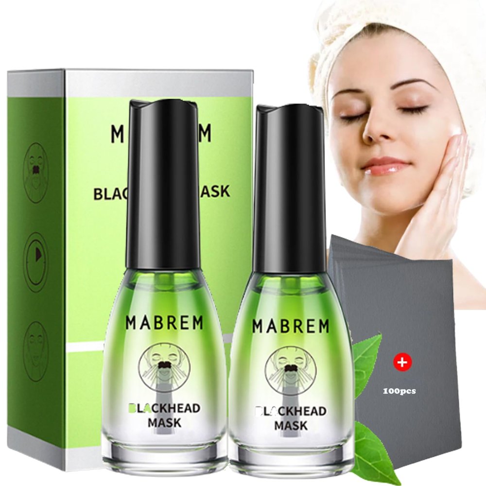 Mabrem Blackhead Remover, Mabrem Blackhead Mask, Mabrem Blackhead Remover Face Nose Pore Strip Black Peeling Blackhead Remover Serum Deep Cleansing Oil Control Skin Care (2 Sets)