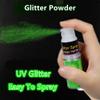 Go Ho UV Green Hair and Body Glitter Spray,St Patricks Day Accessories,UV Effect Glitter Powder Makeup for Hair/Body/Clothes,Dry Loose Sparkle Powder Festival Makeup,10g view 2