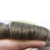Toupee for Men Hair Replacement System Swiss Lace Mens toupee Front Bleached Knot Natural Hairline Men Hair Unit 100% Human Hair Gray Brown Black Blonde Men Hair Piece (7"X9", #4 Medium Brown-90% Light Density) view 3