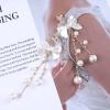 Allereyae Vintage Crystal Pearl Drop Earrings Pearl Bow Dangle Earrings Long Pearl Tassel Chain Earrings Cz Bow Stud Earrings Jewelry for Women view 4