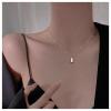 Allereyae Vintage Square Pendant Necklace Polish Square Necklace Square Choker Necklace Silver Ball Chain Necklace Jewelry for Women (Silver) view 2