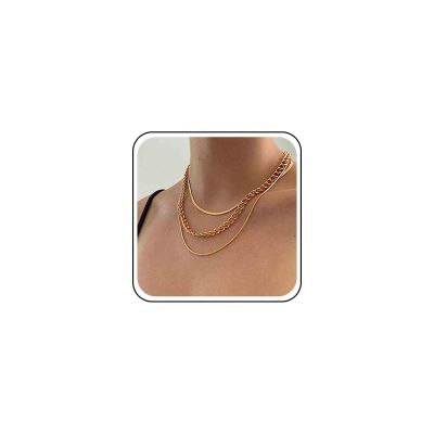 Allereyae Vintage Layered Snake Chain Necklace Chunky Cuban Chain Necklace Gold Thick Chain Necklace Punk Curb Chain Necklace Jewelry for Women