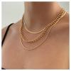 Allereyae Vintage Layered Snake Chain Necklace Chunky Cuban Chain Necklace Gold Thick Chain Necklace Punk Curb Chain Necklace Jewelry for Women view 2