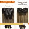 Full Shine Hair Clip in Extensions Balayage Seamless Hair Extensions Clip ins Ombre Brown to Walnut Brown Mix Honey Blonde 20 Inch Straight Hair Extension 8 PCS 120 G view 4
