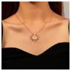 Allereyae Vintage Sunburst Pendent Necklace Hollow Sunburst Necklace Moonstone Gold Sun Choker Necklace Open Sunburst Necklace Jewelry for Women (Gold) view 2