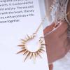 Allereyae Vintage Sunburst Pendent Necklace Hollow Sunburst Necklace Moonstone Gold Sun Choker Necklace Open Sunburst Necklace Jewelry for Women (Gold) view 4