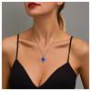 Allereyae Vintage Crystal Sapphire Necklace Rhinestone Heart Sapphire Pendant Necklace Blue Sapphire Choker Necklace Silver Cz Heart Necklace Jewelry for Women view 2