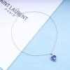 Allereyae Vintage Crystal Sapphire Necklace Rhinestone Heart Sapphire Pendant Necklace Blue Sapphire Choker Necklace Silver Cz Heart Necklace Jewelry for Women view 3