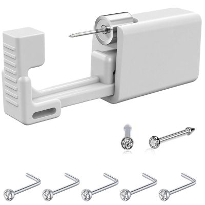 Nose Piercing Kit, SLVIEKAE Self Nose Piercing Gun Nose Piercing Kit Tool Disposable Piercing Kit (White)