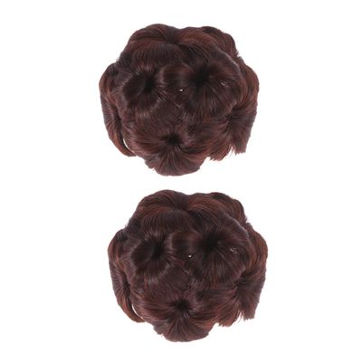 Beavorty 2pcs Flower Hair Claws for Comfortable Chignon Hair Extensions Secure Bun Fixator in Deep Brown for Stylish Ponytails and Wavy Looks