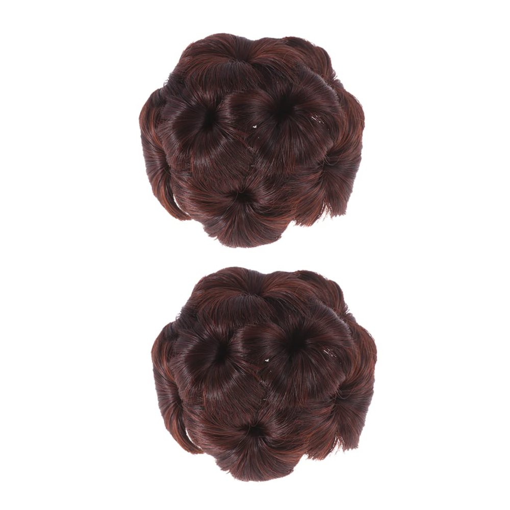 Beavorty 2pcs Flower Hair Claws for Comfortable Chignon Hair Extensions Secure Bun Fixator in Deep Brown for Stylish Ponytails and Wavy Looks