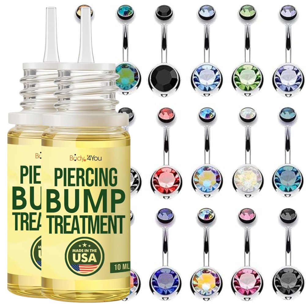 BodyJ4You 18PC Belly Button Rings - Piercing Aftercare Bump Treatment Keloid Removal Solution - 14G Surgical Stainless Steel