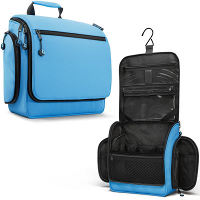 VENTURE 4TH Hanging Travel Toiletry Bag for Women & Men  Large Toiletry Organizer with 18 Compartments, Removable TSA Pouch, Travel Wash Bag for Toiletries, Makeup & Shaving Kit (Light Blue)