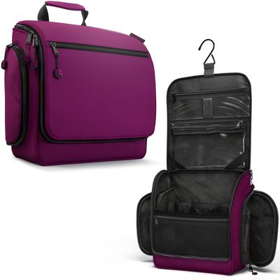 VENTURE 4TH Hanging Travel Toiletry Bag for Women & Men  Large Toiletry Organizer with 18 Compartments, Removable TSA Pouch, Travel Wash Bag for Toiletries, Makeup & Shaving Kit (Purple)