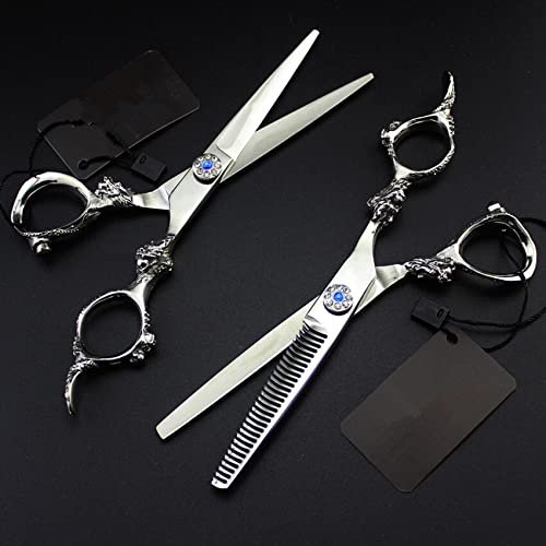 Hair Cutting Scissors, 6 inch Professional japan 440c Dragon Handle hair scissors set Cutting shears thinning sissors barber hairdressing scissors