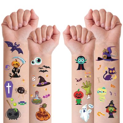 298 PCS Halloween Decorations Party Favors Temporary Tattoos for KidsHalloween Assorted Trick or treat Halloween Fake Tattoo Stickers for Boys Girls Goody Bag Stuffers Prizes