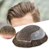 Toupee for Men Hair Replacement System Swiss Lace Mens toupee Front Bleached Knot Natural Hairline Men Hair Unit 100% Human Hair Gray Brown Black Blonde Men Hair Piece (7"X9", #520 Medium Light Brown+20% Gray-110% Light to Medium Density) view 1