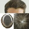 Toupee for Men Hair Replacement System Swiss Lace Mens toupee Front Bleached Knot Natural Hairline Men Hair Unit 100% Human Hair Gray Brown Black Blonde Men Hair Piece (7"X9", #720 Very Light Brown+20% Gray-100% Light to Medium Light Density) view 1