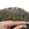 Toupee for Men Hair Replacement System Swiss Lace Mens toupee Front Bleached Knot Natural Hairline Men Hair Unit 100% Human Hair Gray Brown Black Blonde Men Hair Piece (7"X9", #720 Very Light Brown+20% Gray-100% Light to Medium Light Density) view 3