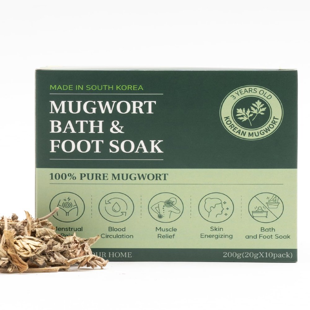 Monage Korean Organic Mugwort Bath and Foot Soak (10 Pack) Natural Home Spa Therapy with Traditional Korean Healing Properties and Relaxation Benefits, Skin Soothing, Muscle Relief, Korean Skin Care