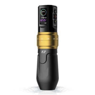 EZ P3 Pro Wireless Tattoo Machine - 6 Strokes 2.0, 2.4, 2.8, 3.3, 3.7, 4.2mm Tattoo Machine Pen with OLED Digital Display 1600mAh Battery Power Tattoo Gun (Matte Golden)