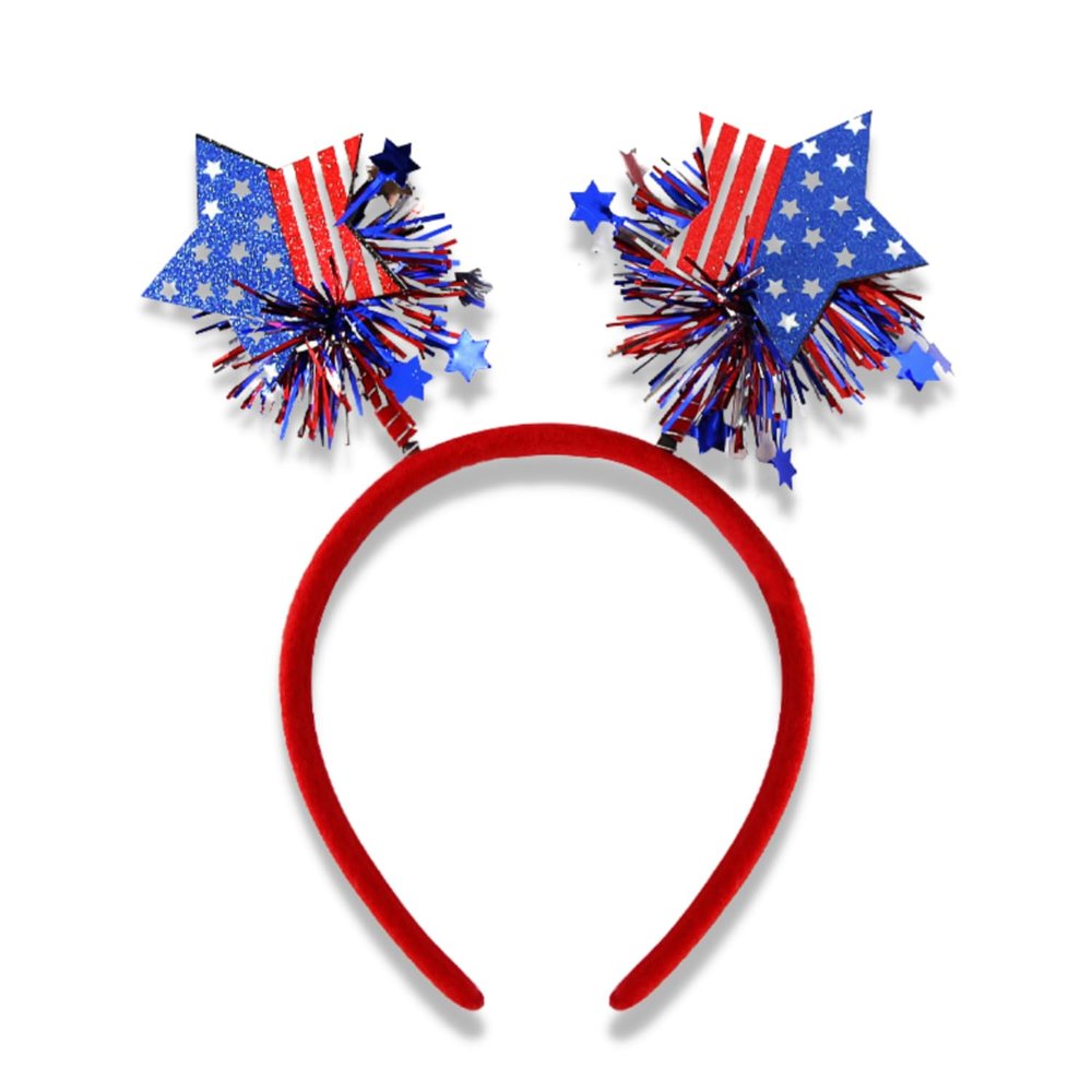 AIUPUOC 4th of July Headbands Independence Day Headband Patriotic Hair Accessories Hair Bands Fourth of July Outfits Hair Decorations USA Flag Star Head Bopper Hair Supplies 1Pcs