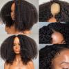 10inch 4B/4C Afro Kinky Curly UPart Wigs Human Hair 2X4 Middle Part Brazilian Glueless Human Hair U Part Wigs Natural Black Kinky Curly Clip In Half U Shape Wig Full Head None Lace 150Density view 1