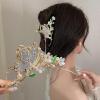 Butterfly Hair Clips Cute Flowers Hair Claw Clips Metal Gold Hair Jaw Clamps Non-slips Catch Clips with Pearls Tassel Rhinestones Designs Spring Summers Hair Styling Hair Accessories for Women Girls view 2