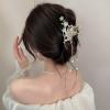 Butterfly Hair Clips Cute Flowers Hair Claw Clips Metal Gold Hair Jaw Clamps Non-slips Catch Clips with Pearls Tassel Rhinestones Designs Spring Summers Hair Styling Hair Accessories for Women Girls view 4