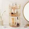 Aveniee Rotating Makeup Organizer for Vanity, 3 Tier Perfume Skincare Organizers and Storage for Bathroom Countertop, Clear Spinning Counter Shelf Cosmetic Holder for Dresser,Gold view 1