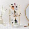 Aveniee Rotating Makeup Organizer for Vanity, 3 Tier Perfume Skincare Organizers and Storage for Bathroom Countertop, Clear Spinning Counter Cosmetic Holder for Dresser,White view 2